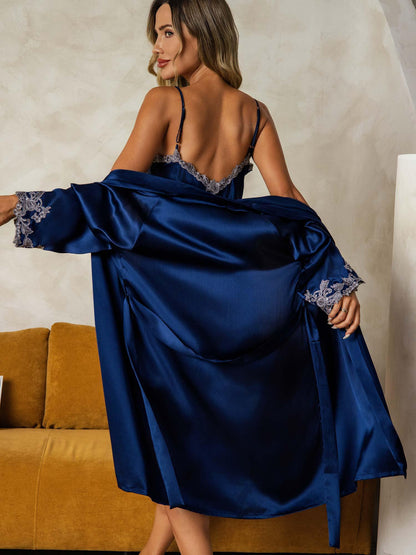 Elegante set van pure zijde - negligé en ochtendjas, 2-delig