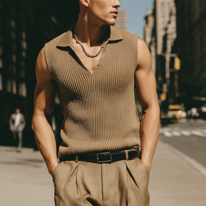 Mannen Zomer Mode Cool Katoen Gebreide Mouwloze Tanktop MTA0558G7P