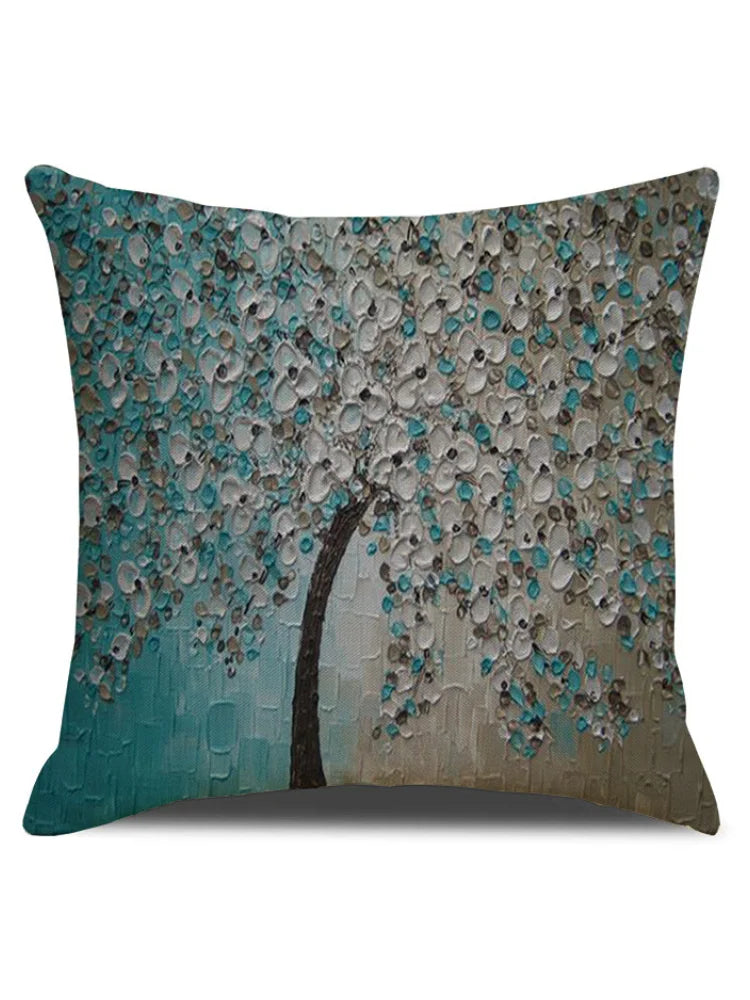 Barneys New York | Bloemenboom olieverfschilderij kunst kussensloop