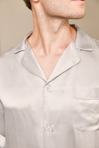 Ensemble Pyjama à Manches Longues à Revers pour Homme en Soie