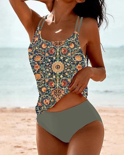 Bedruckter Tankini mit doppeltem Träger