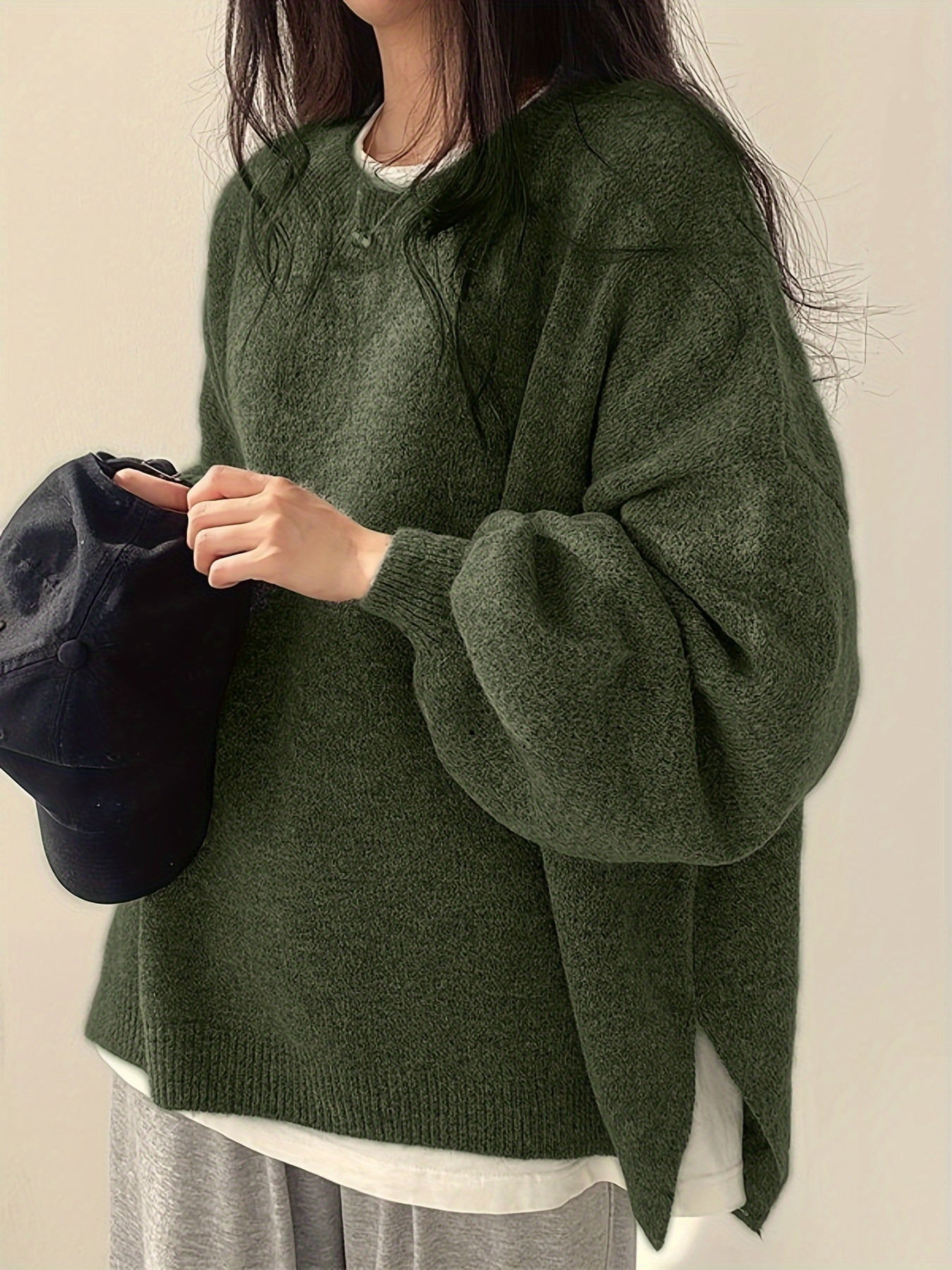Pearline - Rundhals Pullover mit langen Ärmeln