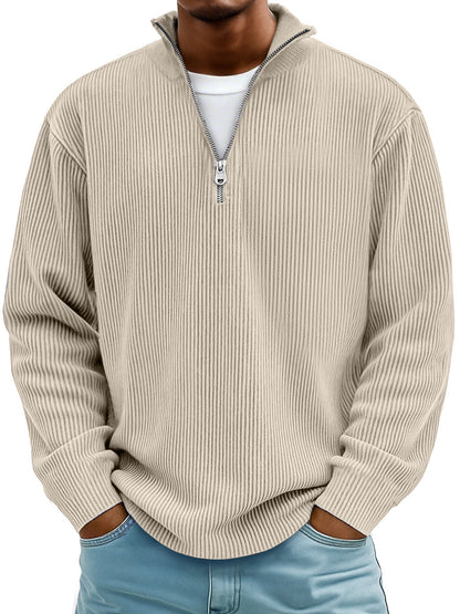 Milo™ Casual geribbeld shirt met lange mouwen en rits