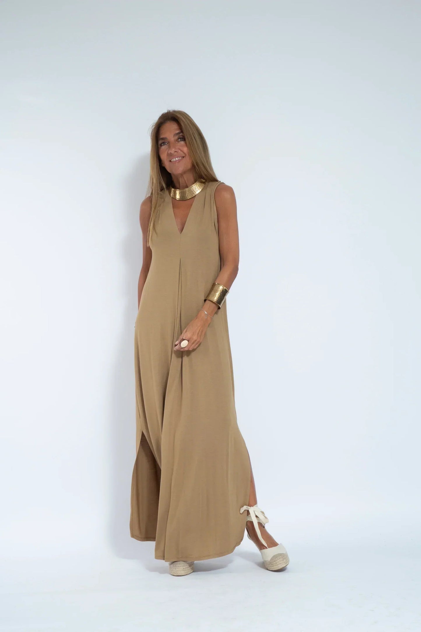 Carmela | Elegantes langes Kleid mit Strickjacke