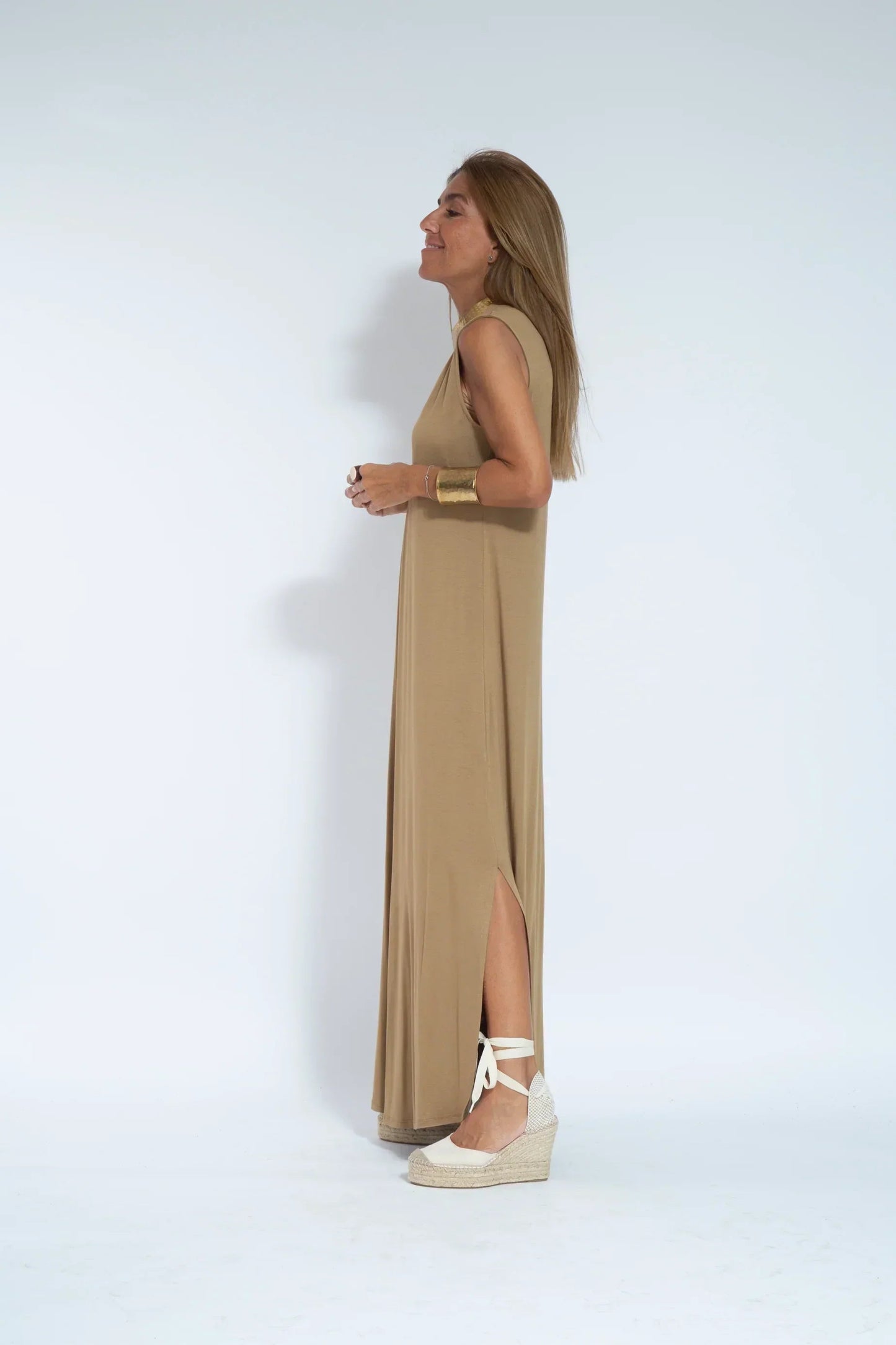 Carmela | Elegantes langes Kleid mit Strickjacke