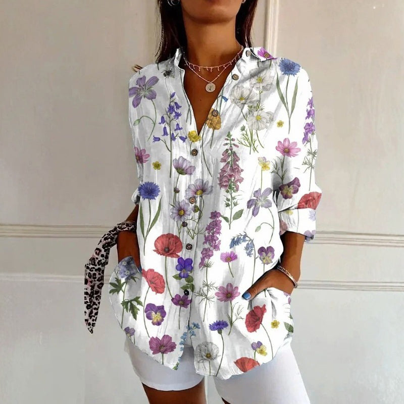 【Lange Mouwen】Casual Bloemenprint Blouse