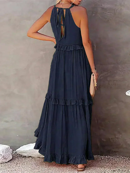 Delilah - Elegante Halterneck Jurk met Ruches