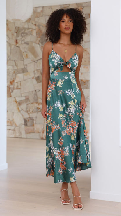 Flora | Romantisches Midikleid mit Blumendruck