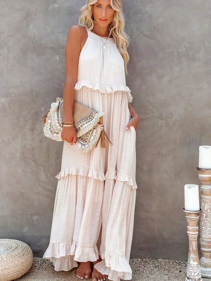 Delilah - Elegante Halterneck Jurk met Ruches