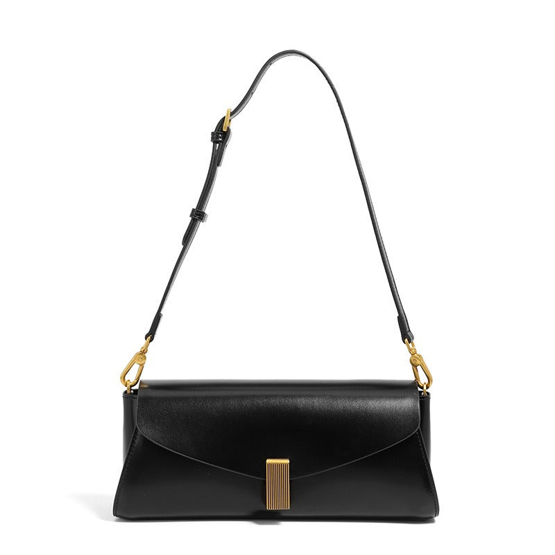 Dames schoudertas van imitatieleer met elegante metalen sluiting - Amandine