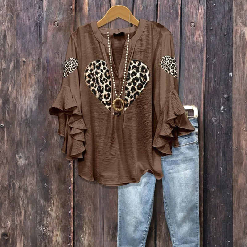 Vintage-Bluse mit Herzmuster