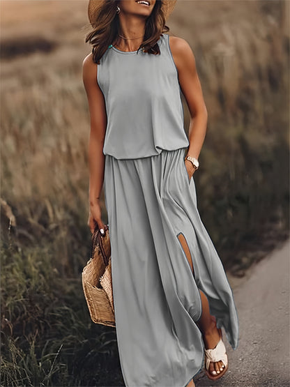 MINERVA I ÄRMELLOSES MAXIKLEID