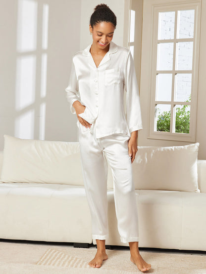 Femme Pyjamas Pure Soie Boutons