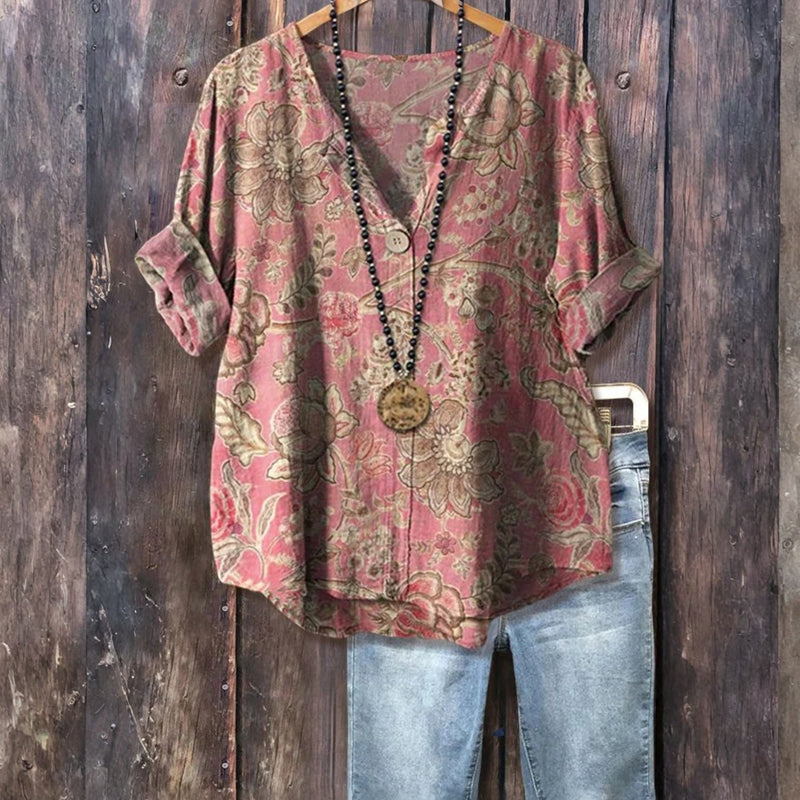 Vintage blouse met bloemenprint