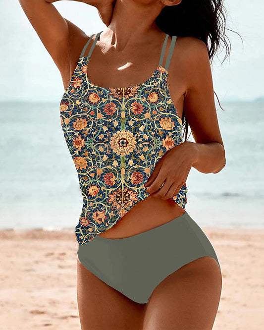 Bedruckter Tankini mit doppeltem Träger