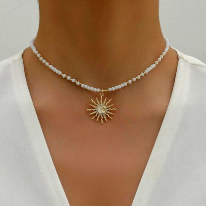 Collier Pendentif Soleil Bohème