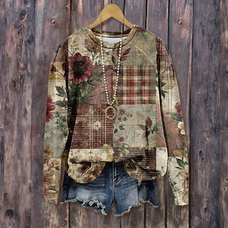 Vintage bloemenprint sweatshirt