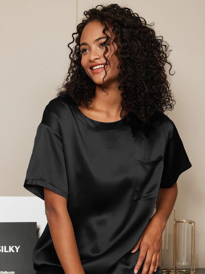 Ensemble Pyjama Court En Soie Oversize Pour Femmes