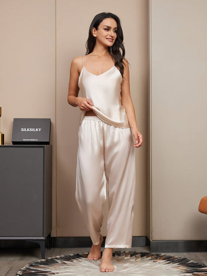 Ensemble pyjama en soie pure avec camisole et pantalon