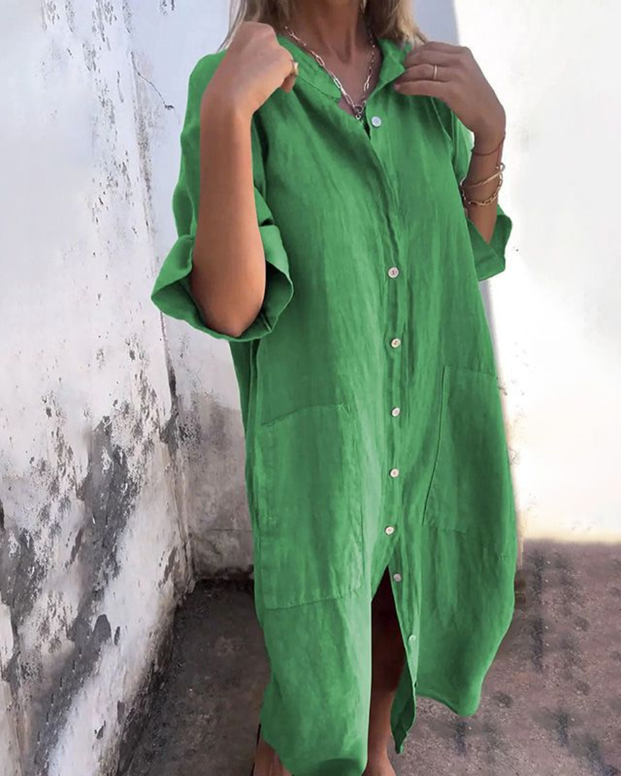 Connie™ – Boho-Inspired Casual Shirt Dress in Breezy Knee-Length