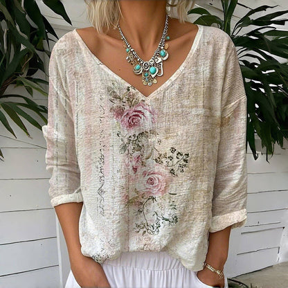 T-shirt met vintage bloemenprint