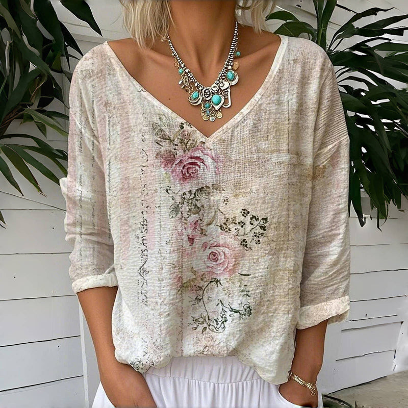 T-shirt met vintage bloemenprint