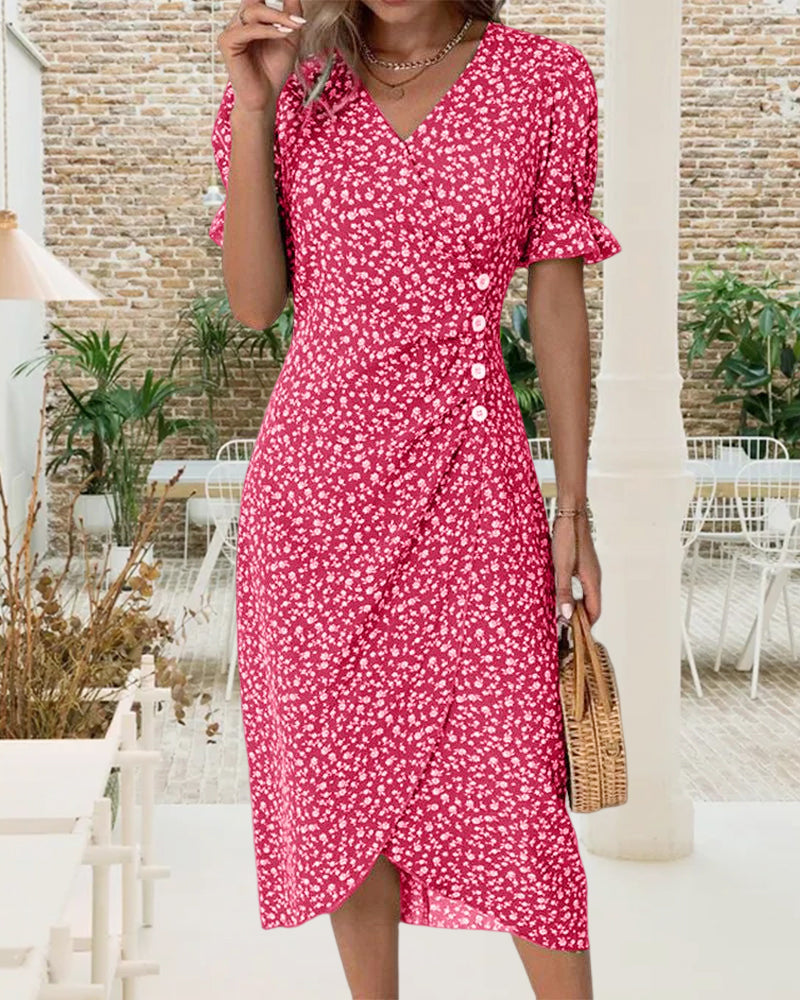 THARAH | Bloemenprint midi-jurk