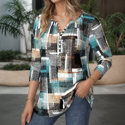 【Lange mouwen】Casual geruite blouse