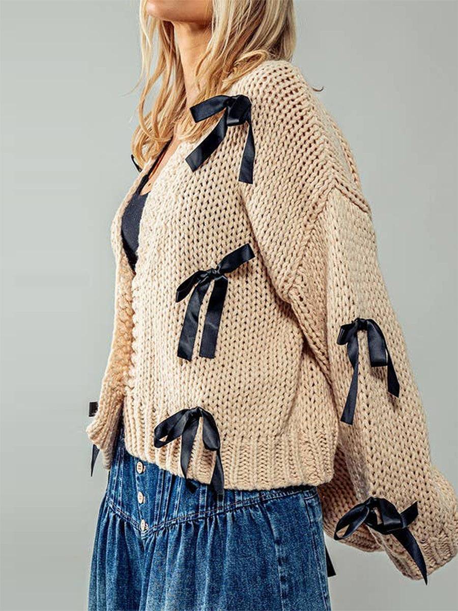 Sasha Schleifen-Strickjacke