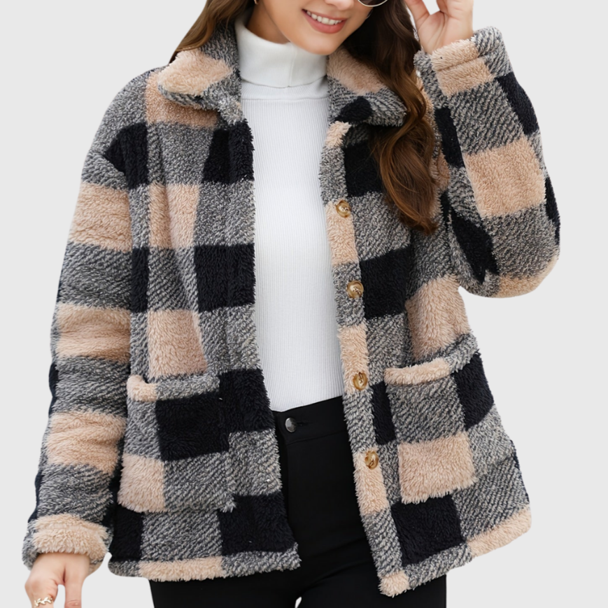 Sophie | Gemütliche karierte Fleecejacke