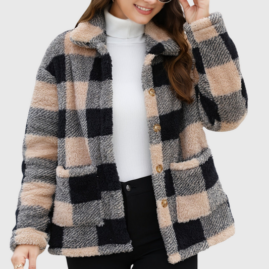 Sophie | Gemütliche karierte Fleecejacke