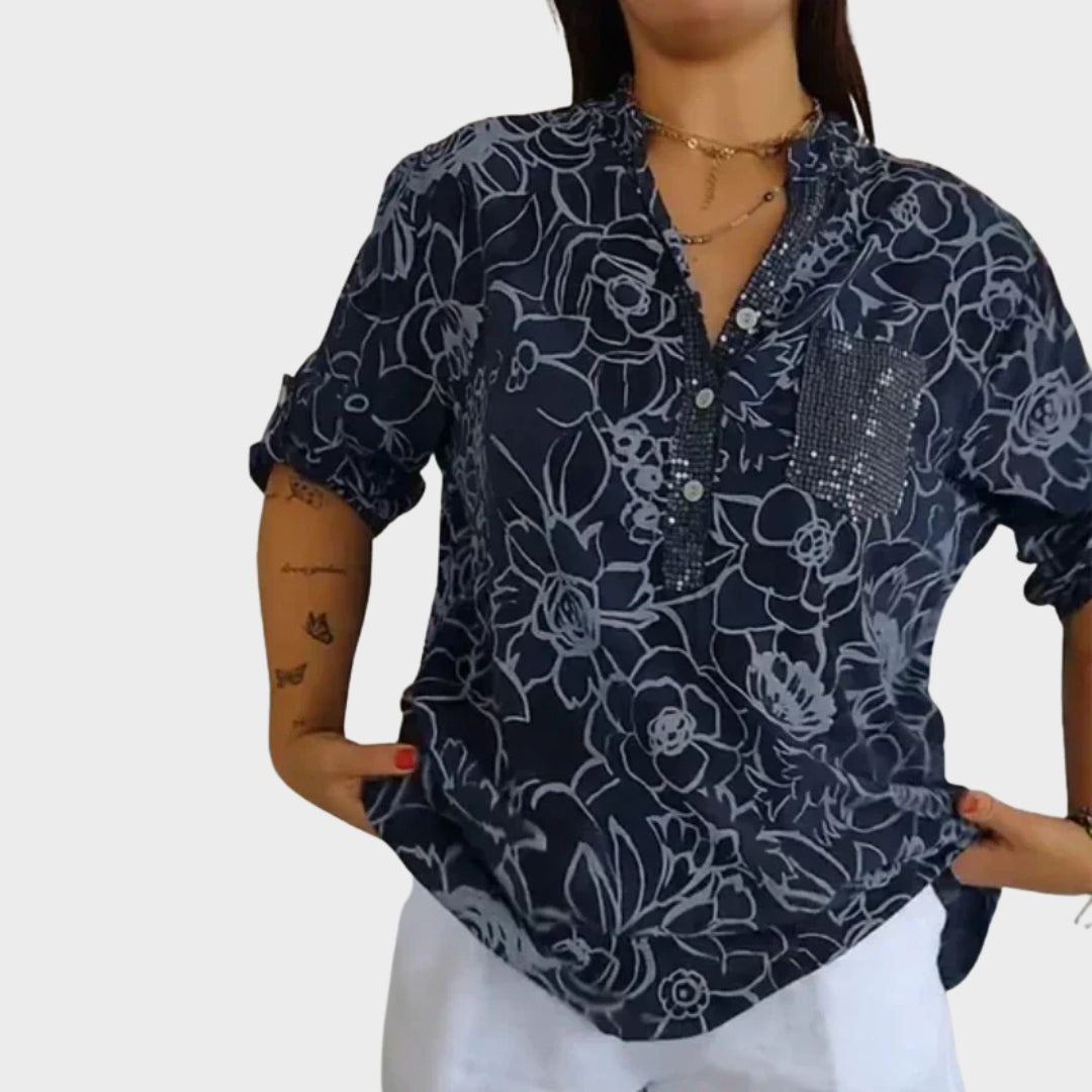 SABINA – GEFALTETE BLUSE MIT KNÖPFEN