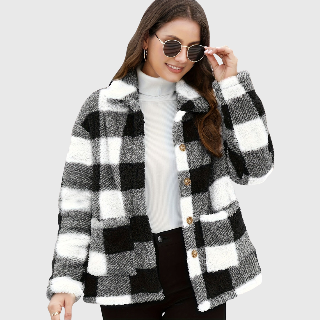Sophie | Gemütliche karierte Fleecejacke