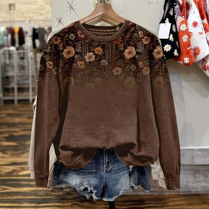 Vintage Sweatshirt Met Bloemmotief