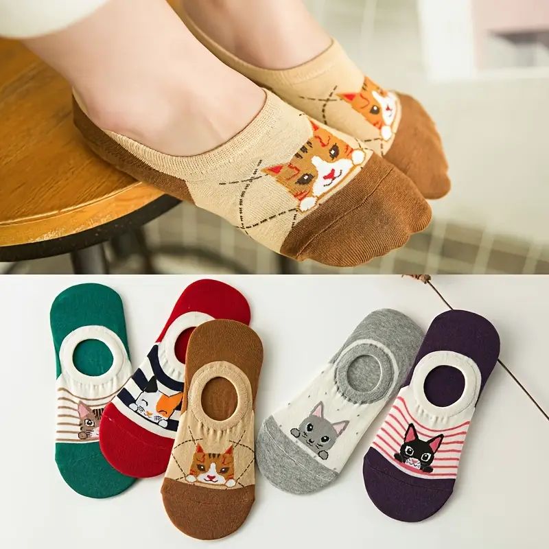 Chaussettes Décontractées À Motif Chat