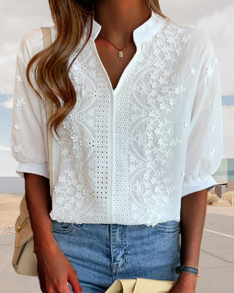 Yara | Witte blouse met pofmouwen