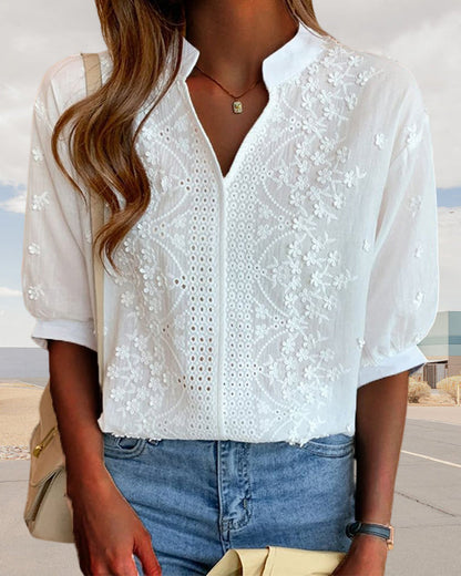 Yara | Witte blouse met pofmouwen