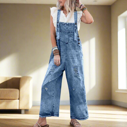 Lora™ – Verstelbare Jumpsuit met Vintage Wassing