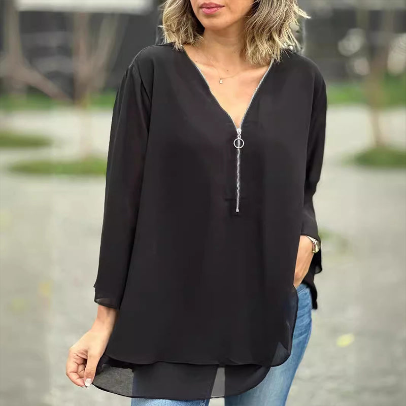 Heidi™ | V-hals Flared Zip-top