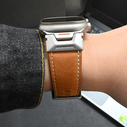 Titanium Echtleer Apple Watch Bandje