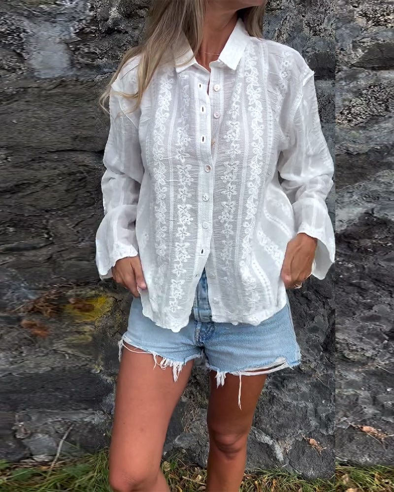Élodie Bestickte Bluse