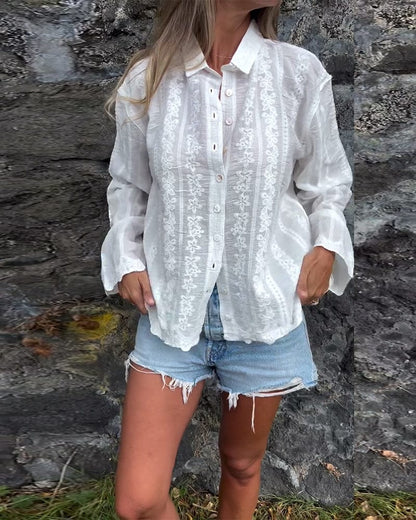 Élodie Bestickte Bluse