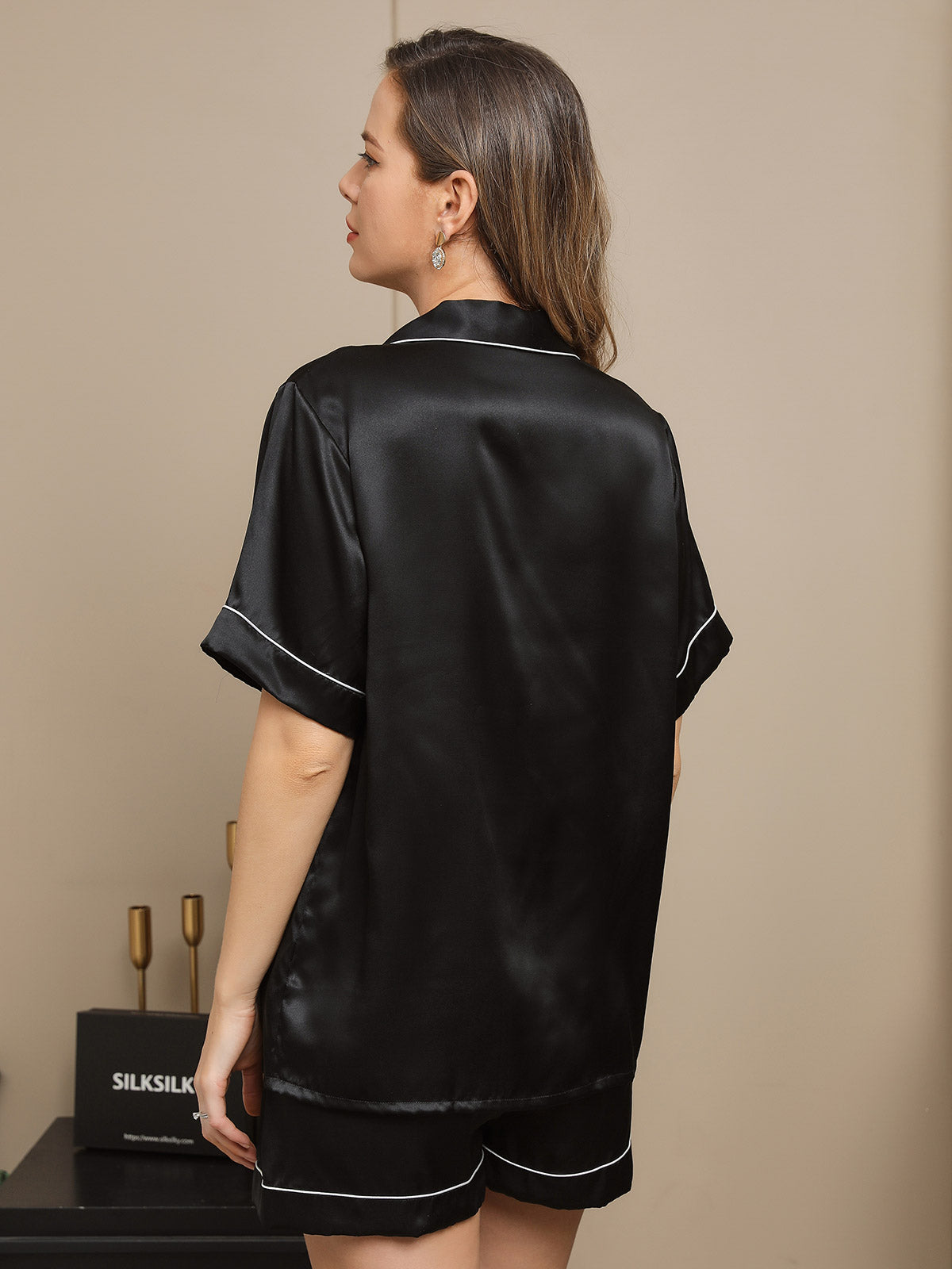 Short pyjamaset van pure zijde