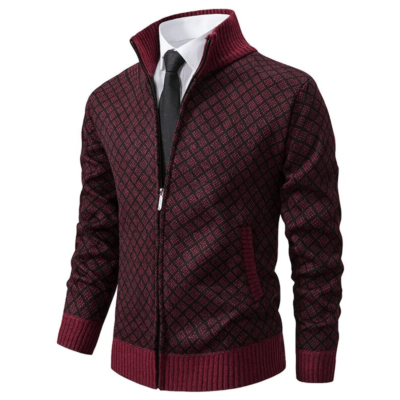 Windsor | Gebreid vest met ruitpatroon en ritssluiting