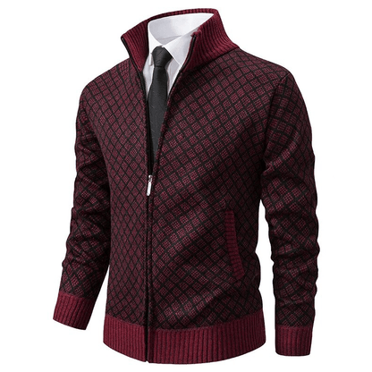 Windsor | Gebreid vest met ruitpatroon en ritssluiting