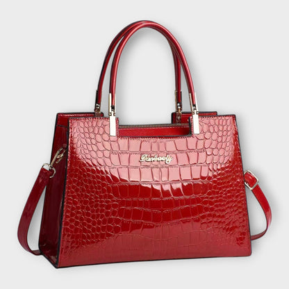 Olivia - Glänzende Krokodil-Optik Handtasche
