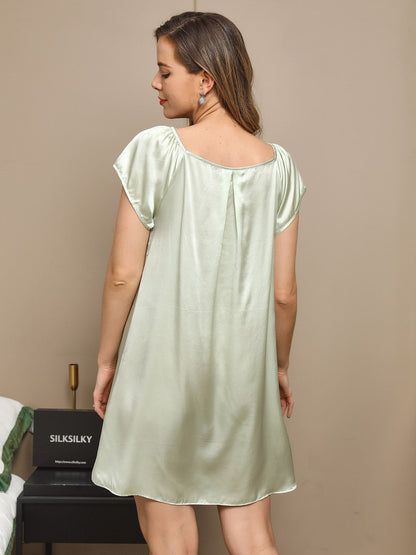 Pure Soie Manches Courtes Mignonne Chemise de Nuit