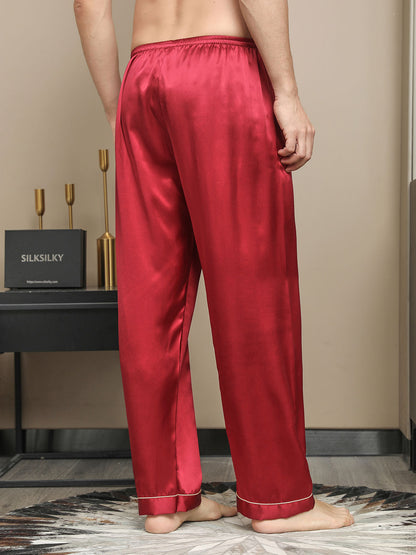 Men's pure silk pyjama bottoms with elastic waistband