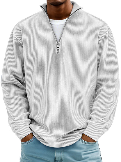 Milo™ Casual geribbeld shirt met lange mouwen en rits