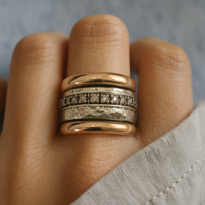 Breiter Vintage-Ring in Gold und Silber